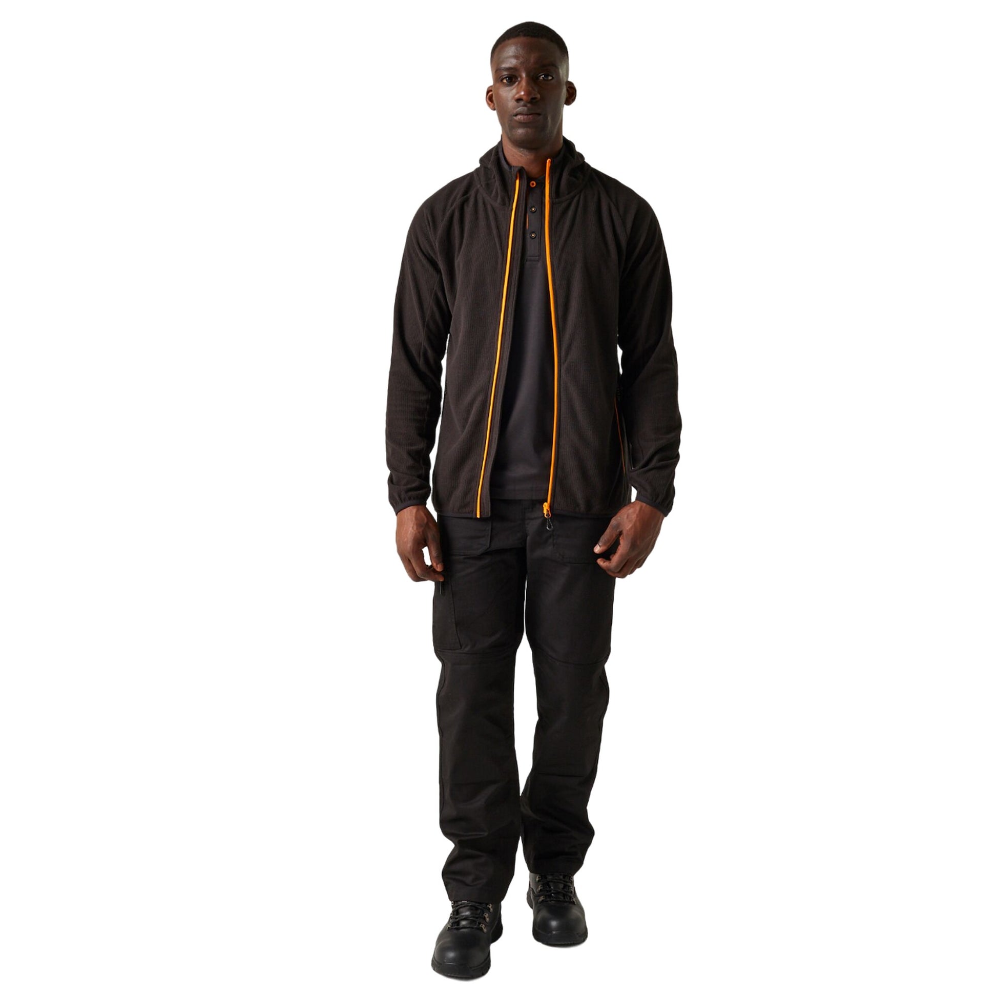 Black-Orange Pop - Pack Shot - Regatta Professional Mens Full Zip Fleece Jacket