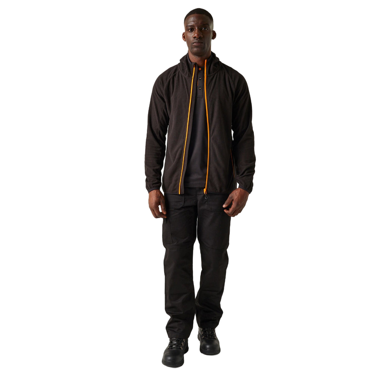 Black-Orange Pop - Pack Shot - Regatta Professional Mens Full Zip Fleece Jacket