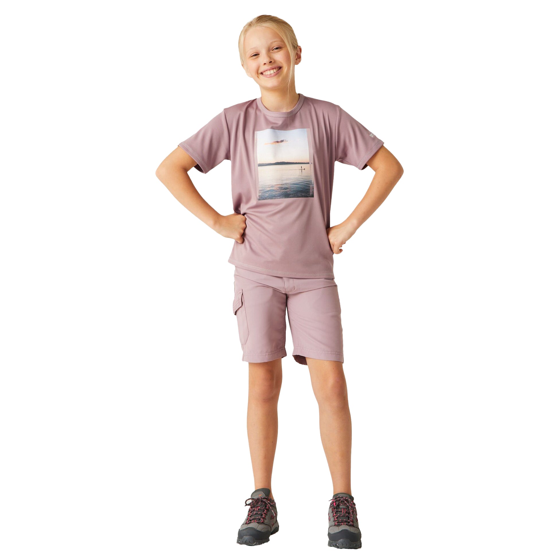 Heather - Close up - Regatta Childrens-Kids Alvardo VIII Scenery T-Shirt
