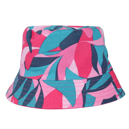 Tahiti Blue-Pink Potion-Flamingo Pink - Back - Regatta Childrens-Kids Flip Leaf Print Bucket Hat