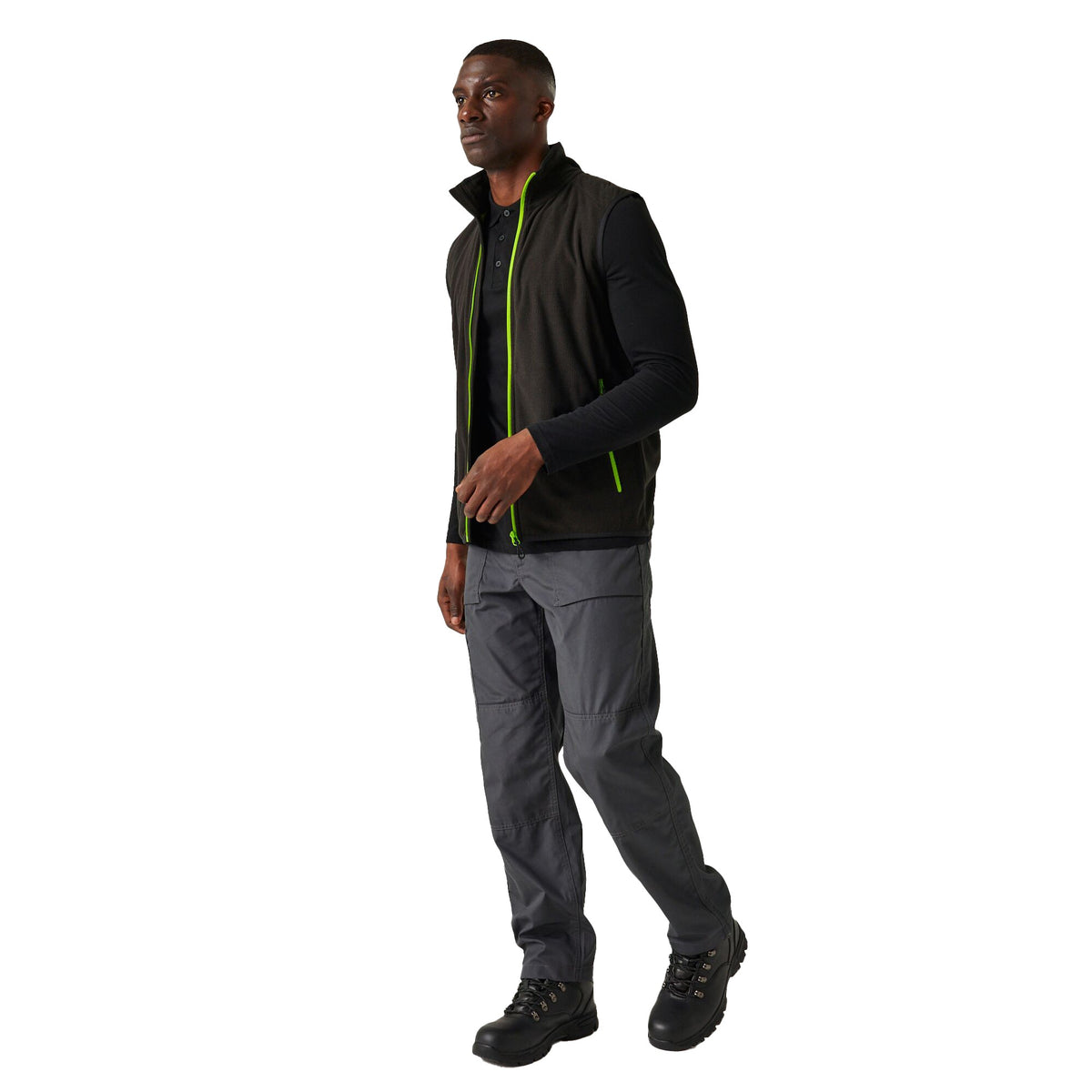 Black-Lime Green - Pack Shot - Regatta Professional Mens Fleece Gilet