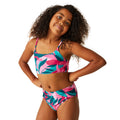 Tahoe Blue - Front - Regatta Girls Dakaria II Tropical Leaves Bikini Set