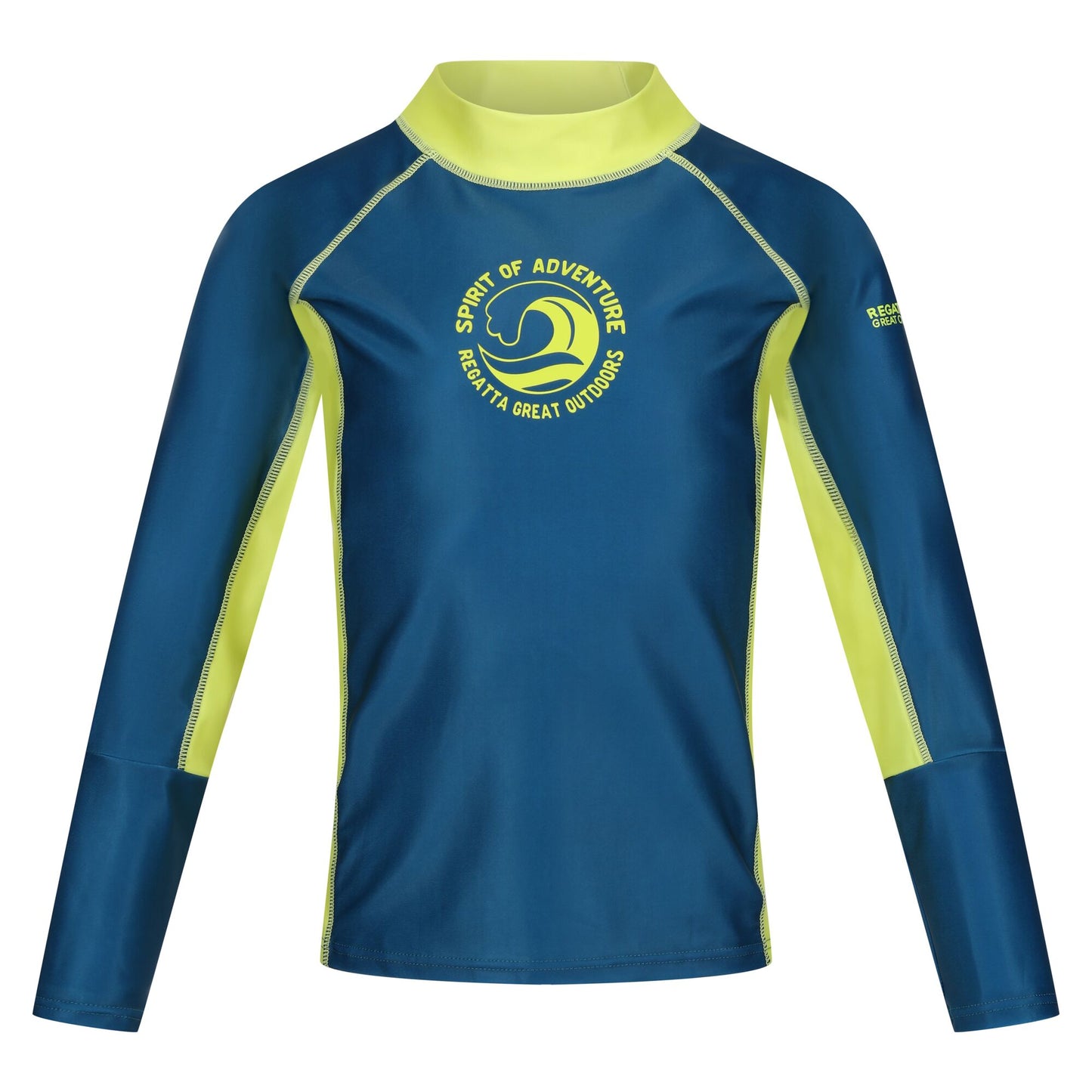 Moroccan Blue-Citron Lime - Front - Regatta Childrens-Kids Hoku II Contrast Detail Swim Top