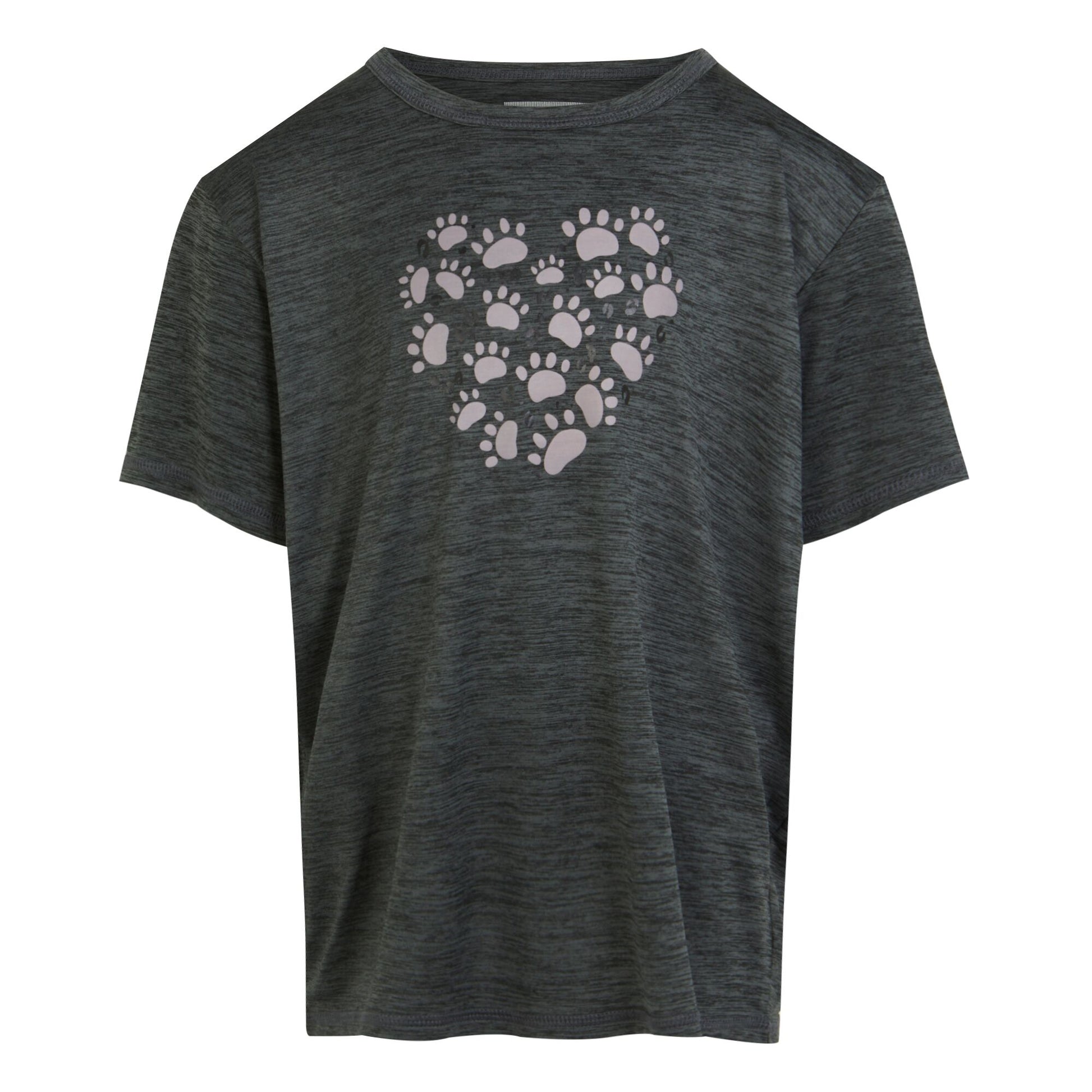 Seal Grey - Front - Regatta Childrens-Kids Alvardo VIII Paw Print Marl T-Shirt