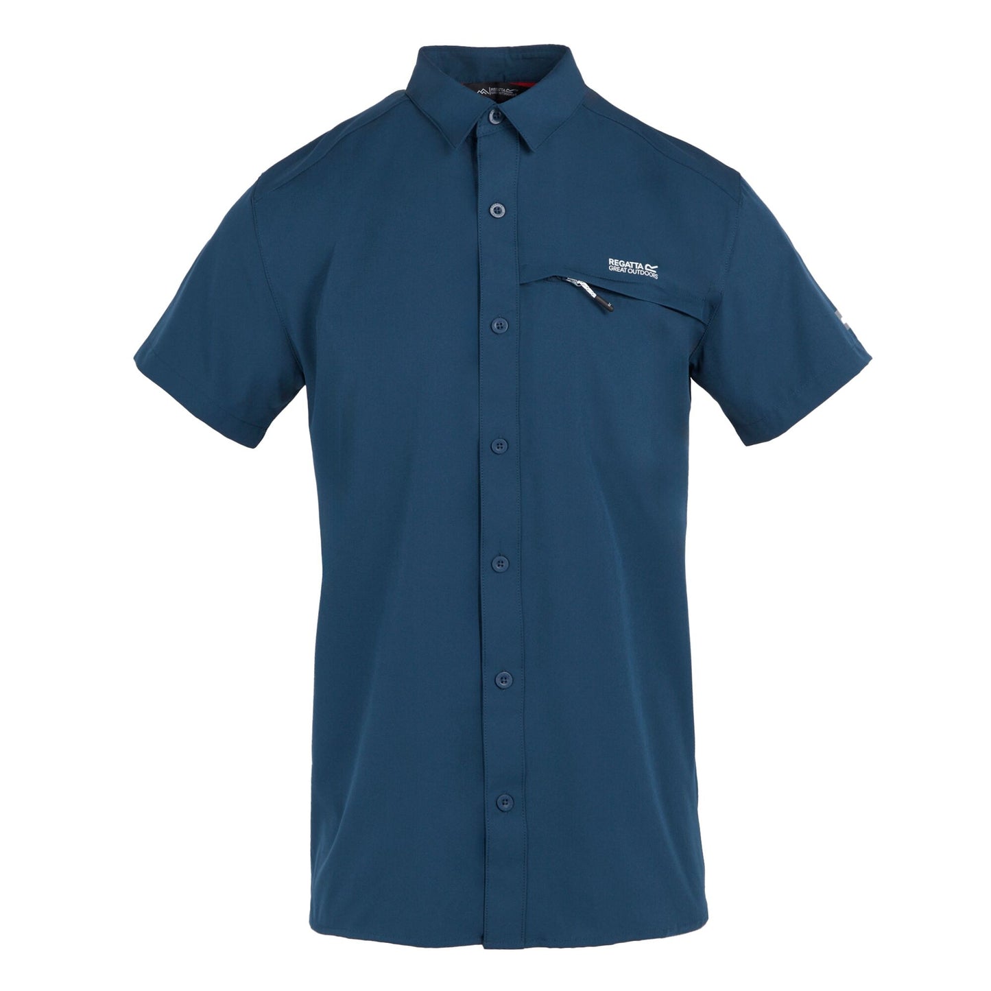 Moonlight Denim - Front - Regatta Mens Packaway Short-Sleeved Travel Shirt