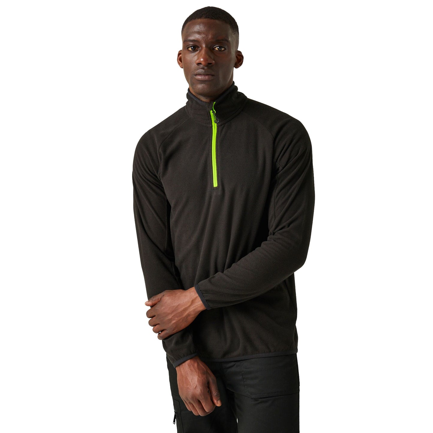 Black-Lime Green - Side - Regatta Professional Mens Half Zip Fleece Top