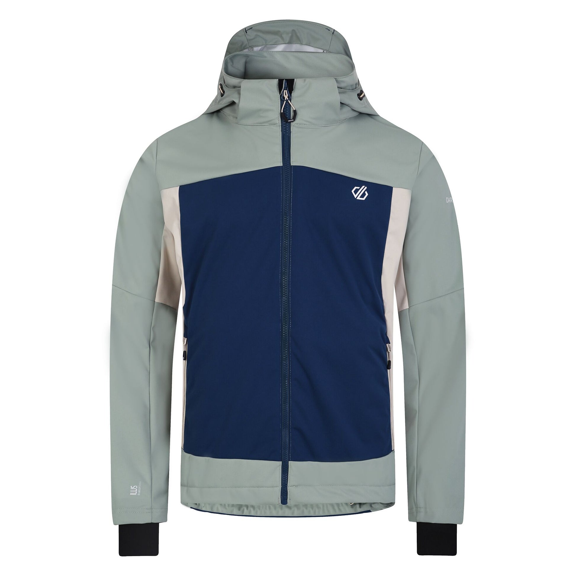 Moonlight Denim-Lilypad Green - Front - Dare 2B Mens Mountaineer Soft Shell Jacket