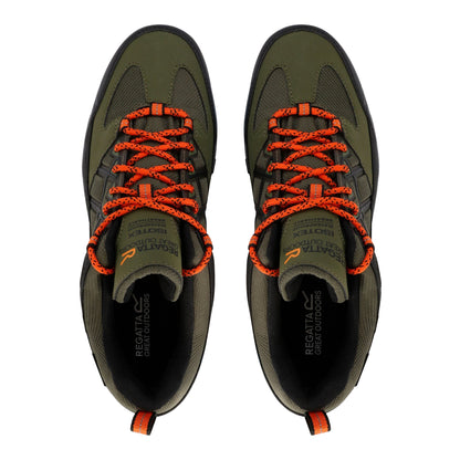 Cypress Green-Blaze Orange - Side - Regatta Mens Samaris III Low Walking Shoes