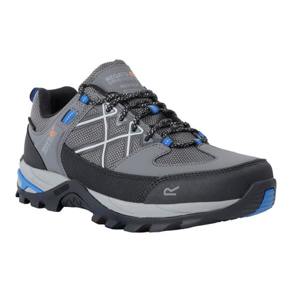 Dark Steel-Oxford Blue - Front - Regatta Mens Samaris III Low Walking Shoes