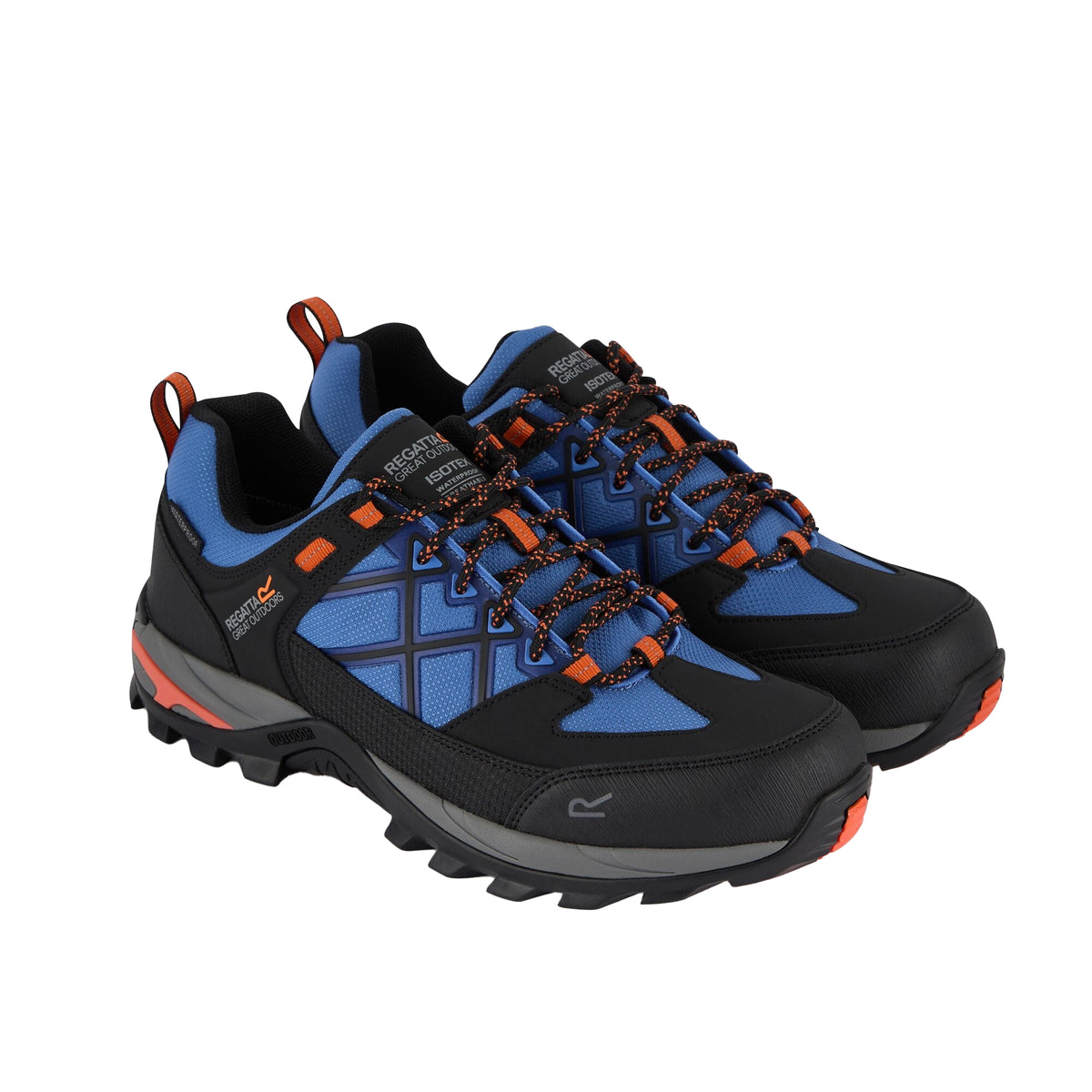 Olympian Blue-Black-Tango - Front - Regatta Mens Samaris III Low Walking Shoes