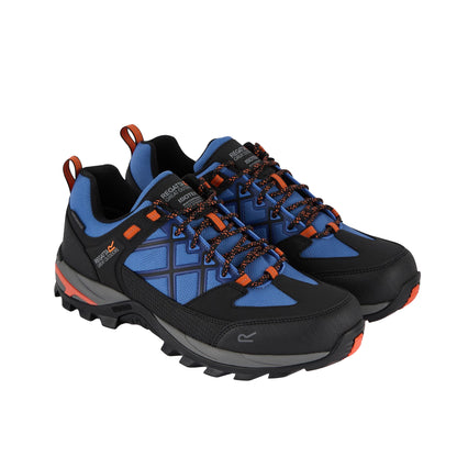 Olympian Blue-Black-Tango - Front - Regatta Mens Samaris III Low Walking Shoes