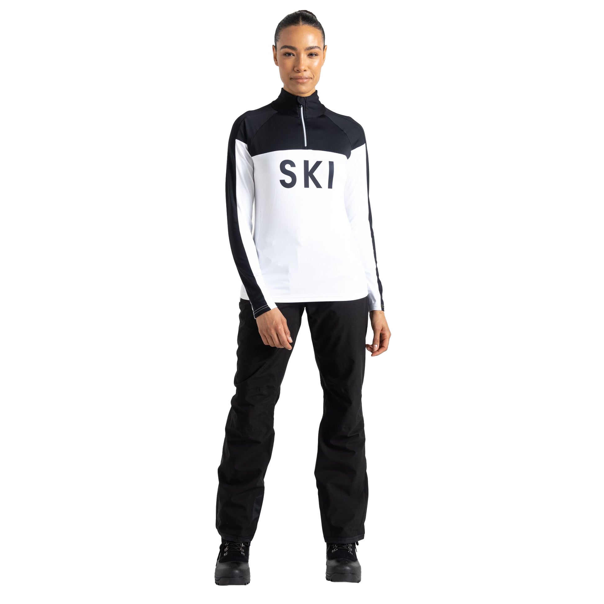 White-Black - Lifestyle - Dare 2B Womens-Ladies Powder Core Stretch Midlayer