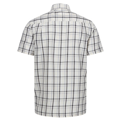 Silver Grey-Ash-White-Marshmallow - Back - Regatta Mens Mindano VIII Checked Short-Sleeved Shirt