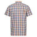 New Royal-Persimmon-Marshmallow - Back - Regatta Mens Mindano VIII Checked Short-Sleeved Shirt