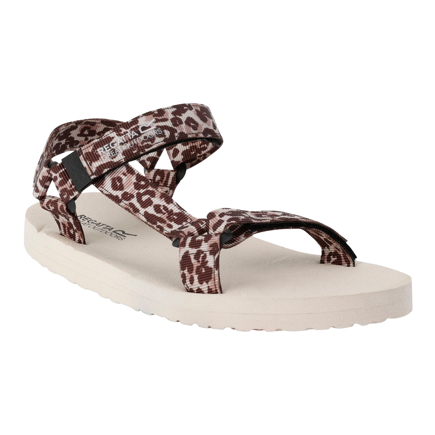 Beige-Brown Leopard Print - Front - Regatta Womens-Ladies Vendeavour Leopard Print Lightweight Sandals