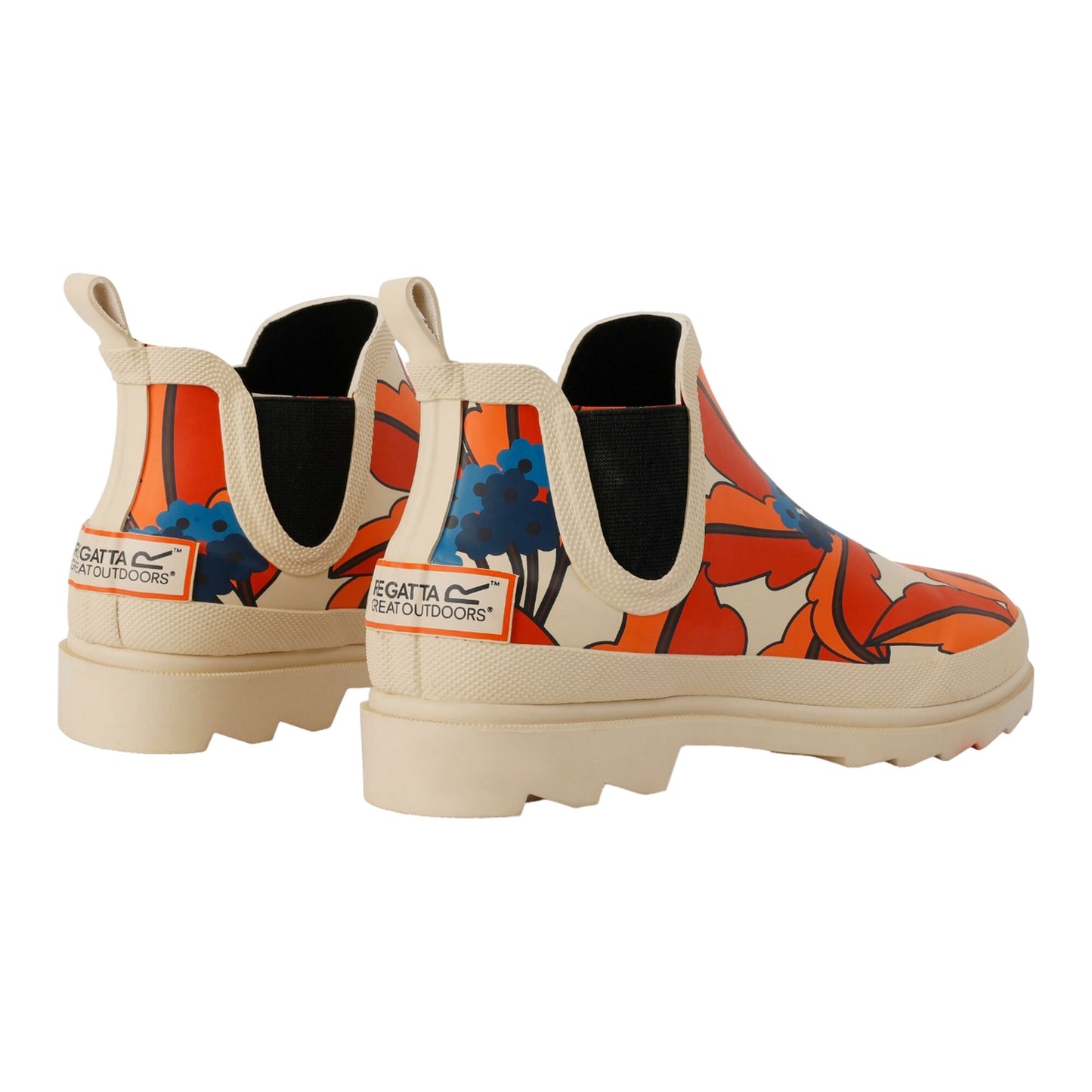 Orange - Back - Regatta Womens-Ladies Orla Kiely Tropical Floral Ankle Wellington Boots