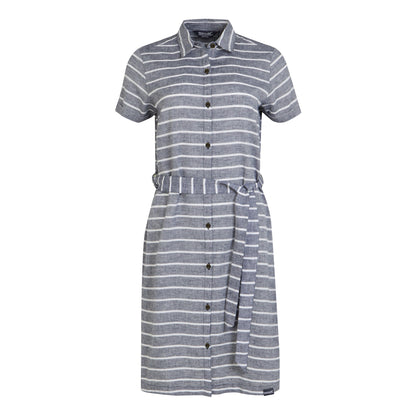 Navy-White - Front - Regatta Womens-Ladies Rema Striped Shirt Dress