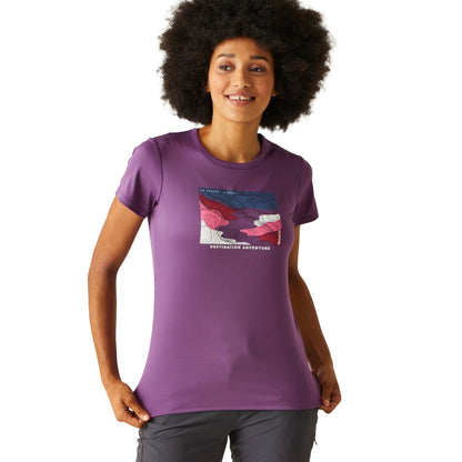 Sunset Purple - Lifestyle - Regatta Womens-Ladies Fingal VIII Terrain Print T-Shirt