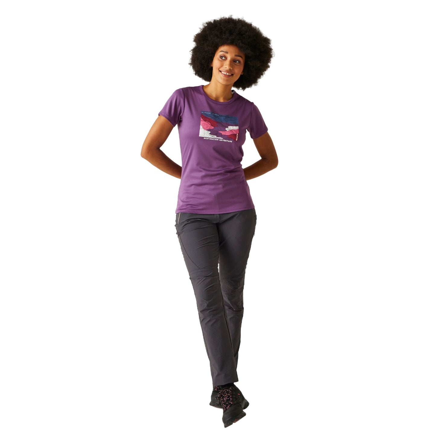 Sunset Purple - Close up - Regatta Womens-Ladies Fingal VIII Terrain Print T-Shirt
