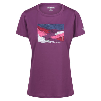 Sunset Purple - Front - Regatta Womens-Ladies Fingal VIII Terrain Print T-Shirt