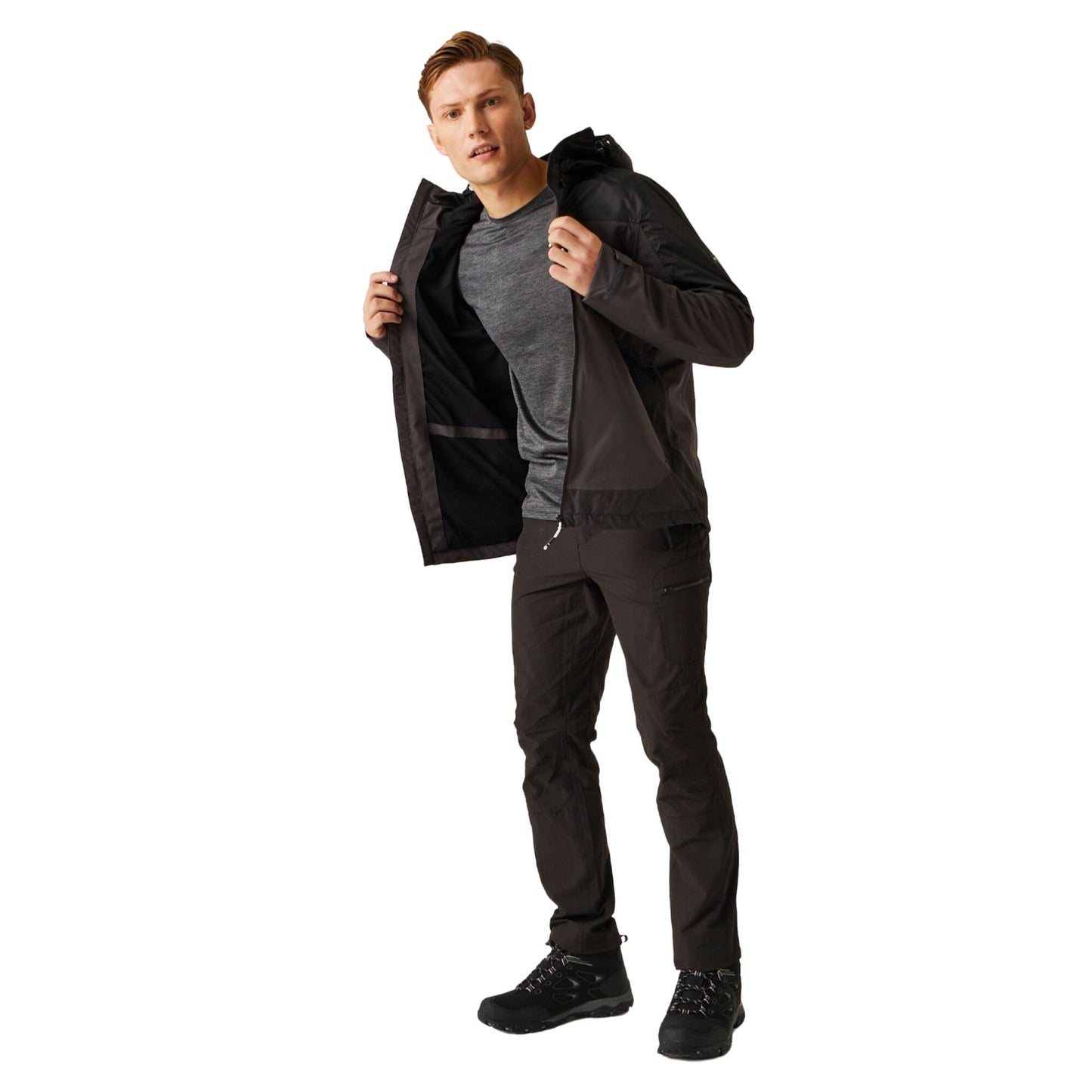 Ash-Black - Close up - Regatta Mens Highton III Stretch Waterproof Jacket