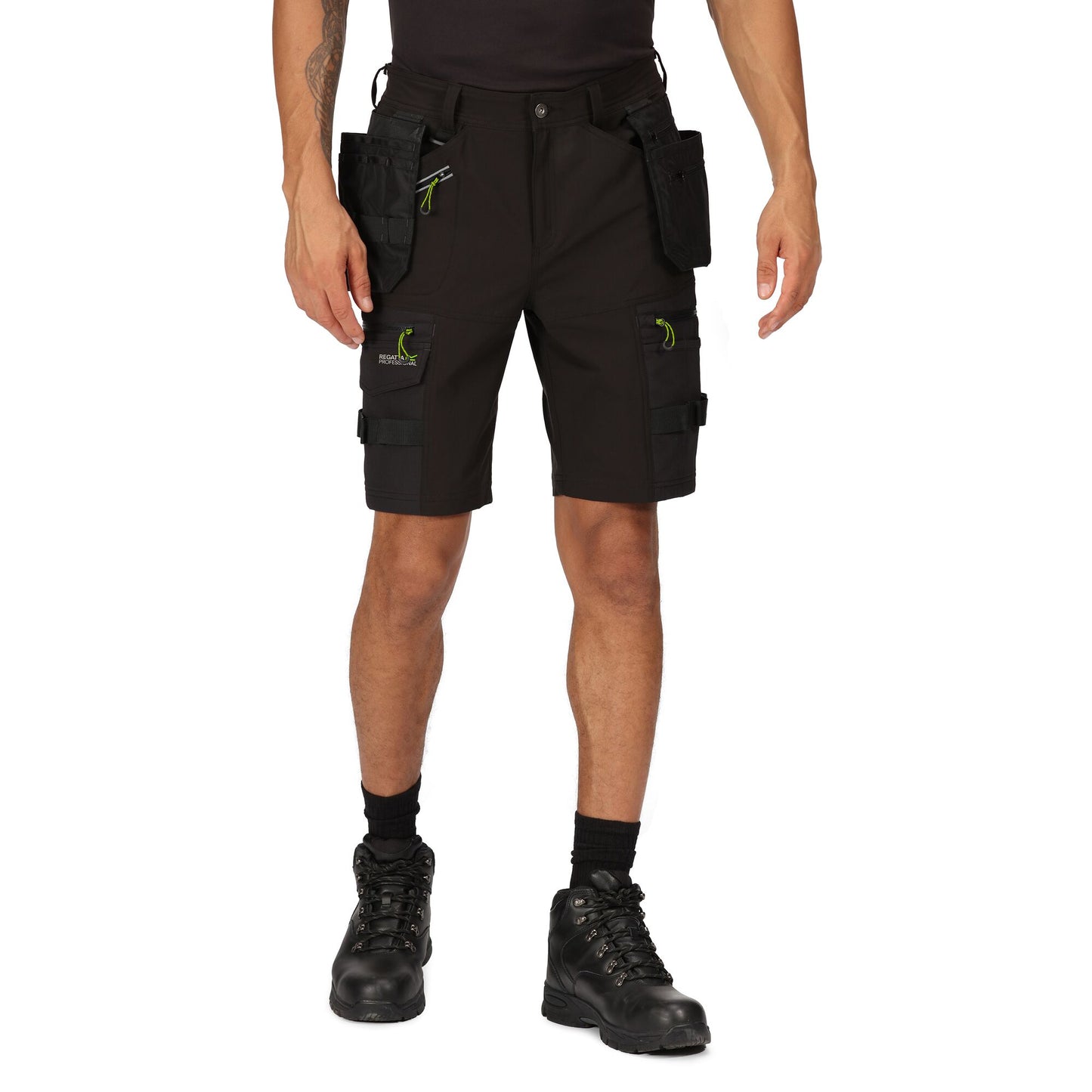 Black - Side - Regatta Professional Mens Detachable Holster Pocket Shorts