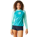 Tahoe Blue-Aqua Splash - Side - Regatta Womens-Ladies Long-Sleeved Rash Top