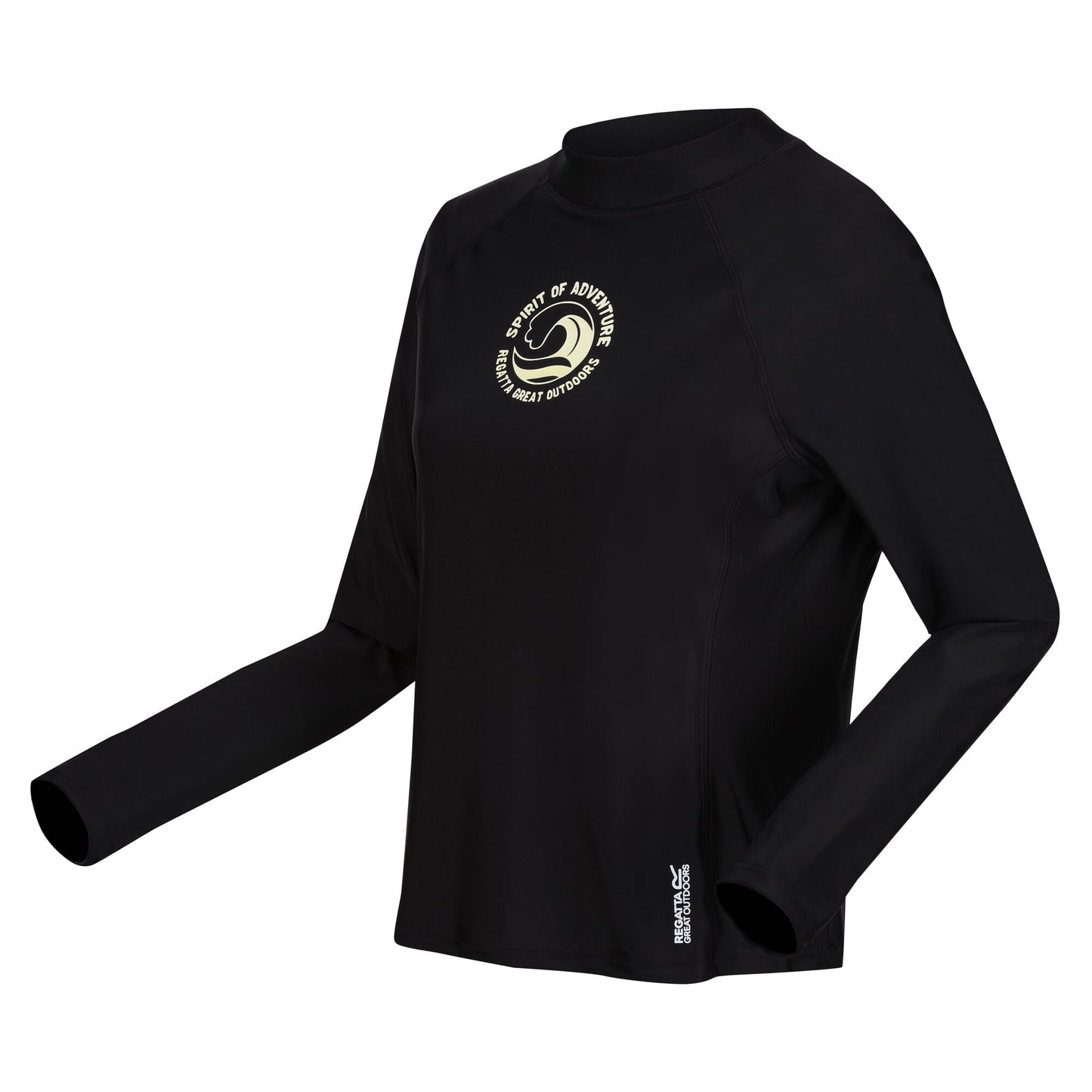 Black - Side - Regatta Womens-Ladies Text Long-Sleeved Rash Top
