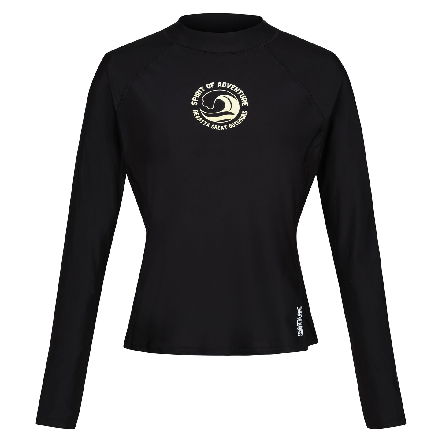 Black - Front - Regatta Womens-Ladies Text Long-Sleeved Rash Top