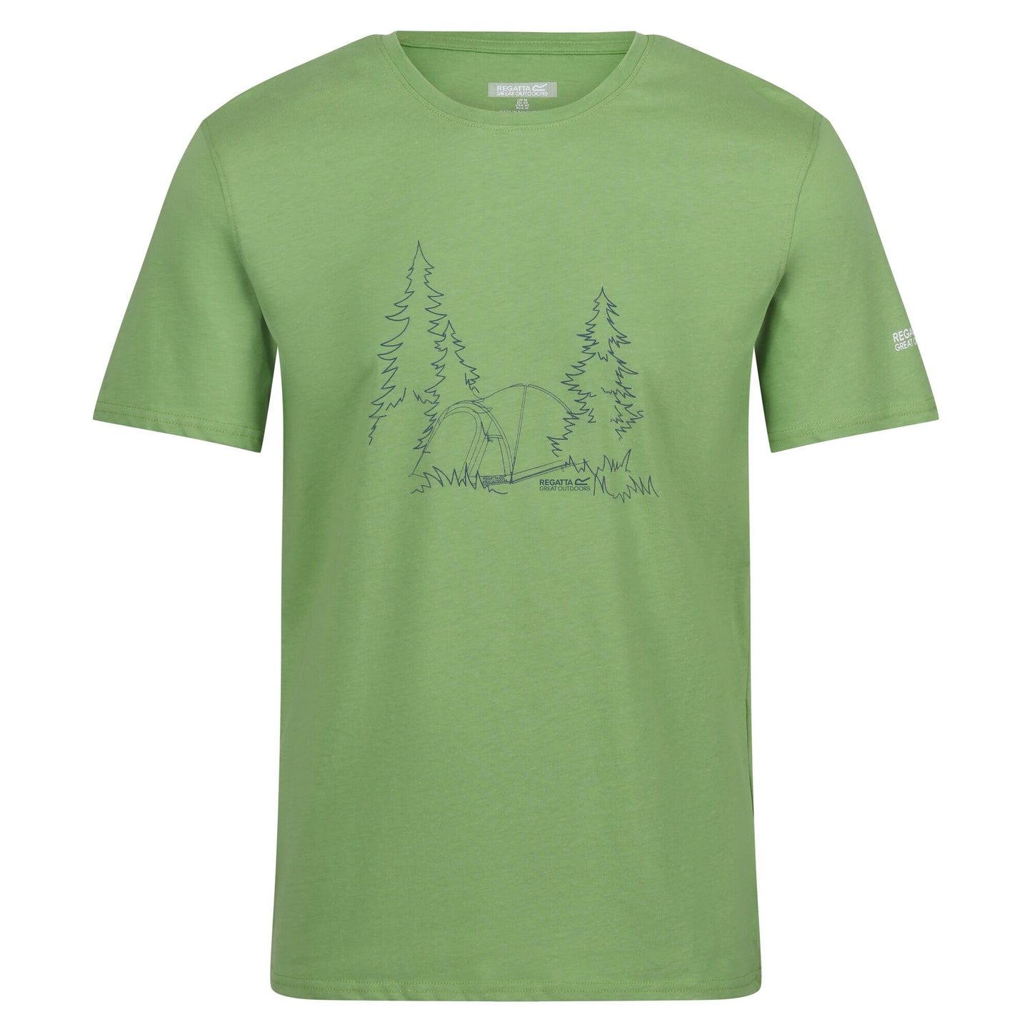 Piquant Green - Front - Regatta Mens Breezed IV Tree T-Shirt