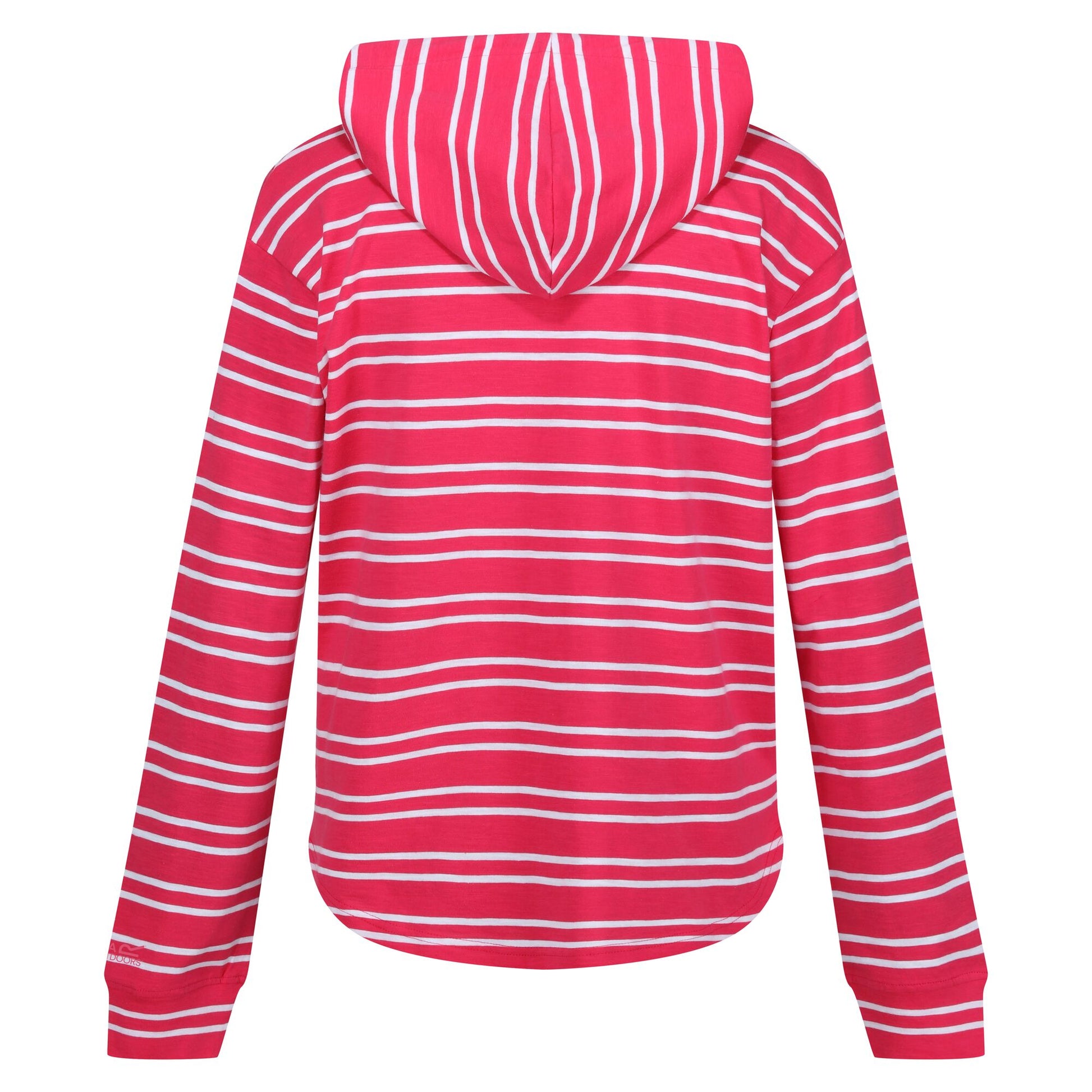 Hot Pink-White - Back - Regatta Womens-Ladies Minerve Stripe V Neck Hoodie