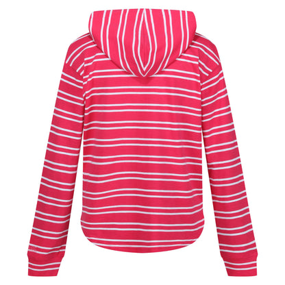 Hot Pink-White - Back - Regatta Womens-Ladies Minerve Stripe V Neck Hoodie