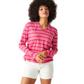 Hot Pink-White - Lifestyle - Regatta Womens-Ladies Minerve Stripe V Neck Hoodie