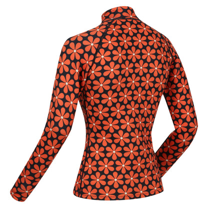 Navy-Orange - Lifestyle - Regatta Womens-Ladies Orla Kiely Floral Scuba Swim Top