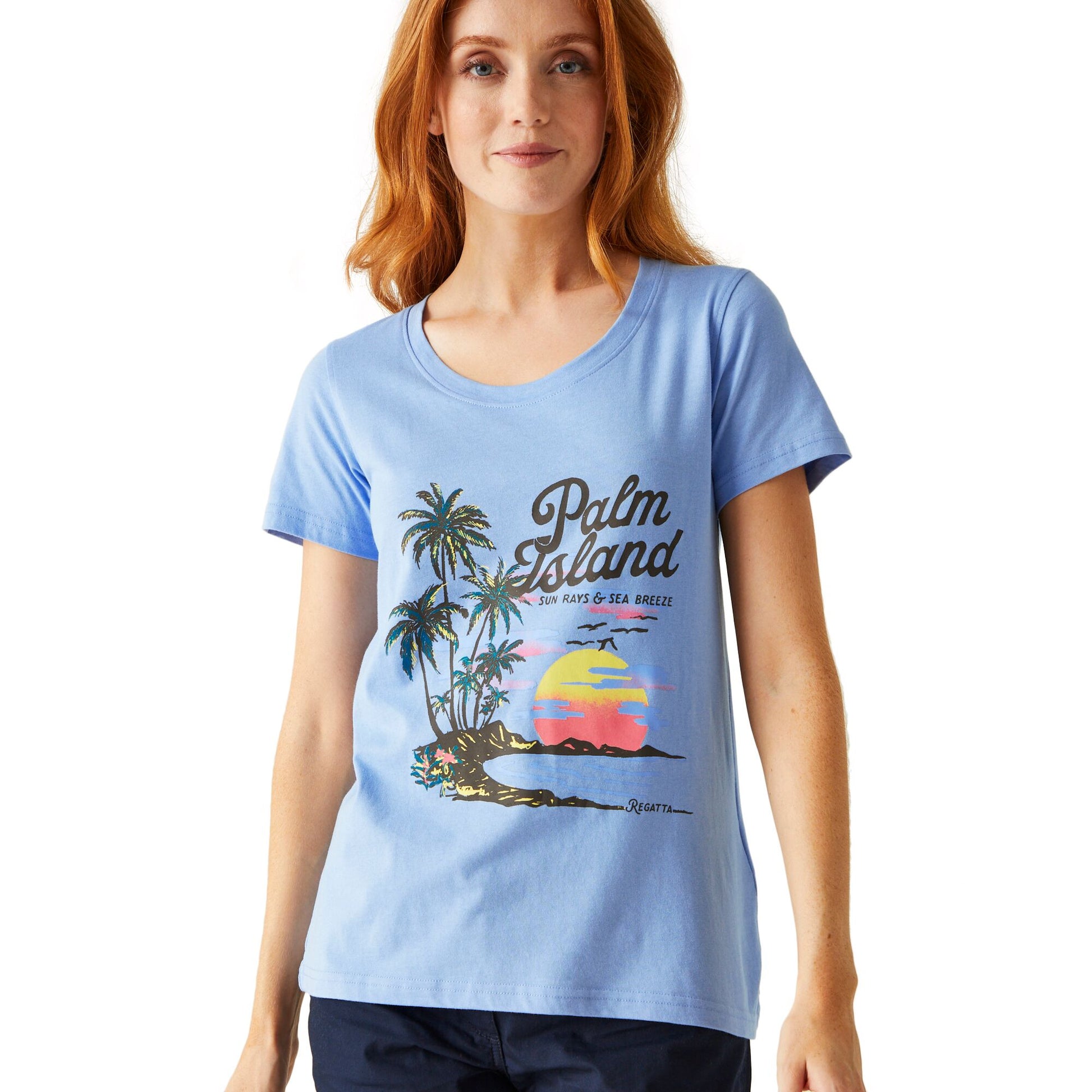 Hydrangea Blue - Lifestyle - Regatta Womens-Ladies Filandra VIII Palm Tree T-Shirt