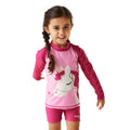 Sweet Pink - Close up - Regatta Childrens-Kids Luna The Unicorn Rash Guard