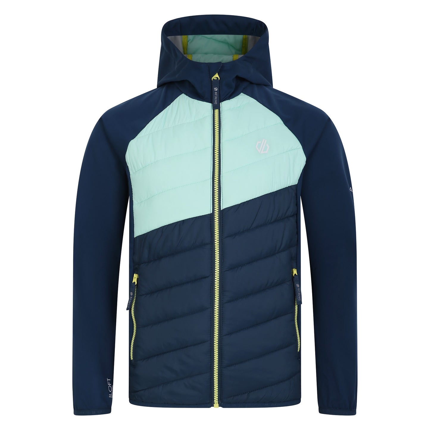 Moonlight Denim-Mint Green - Front - Dare 2B Childrens-Kids Explore Hybrid Jacket