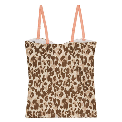 Brown-Beige - Back - Regatta Womens-Ladies Aceana III Leopard Print Tankini Top
