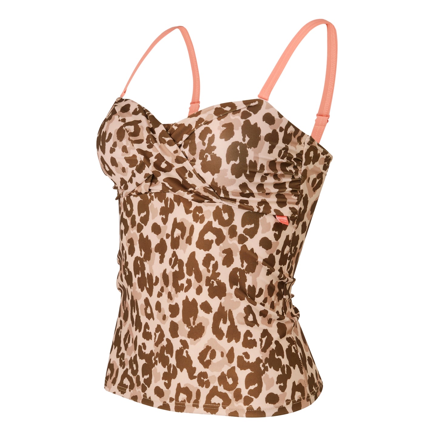Brown-Beige - Side - Regatta Womens-Ladies Aceana III Leopard Print Tankini Top