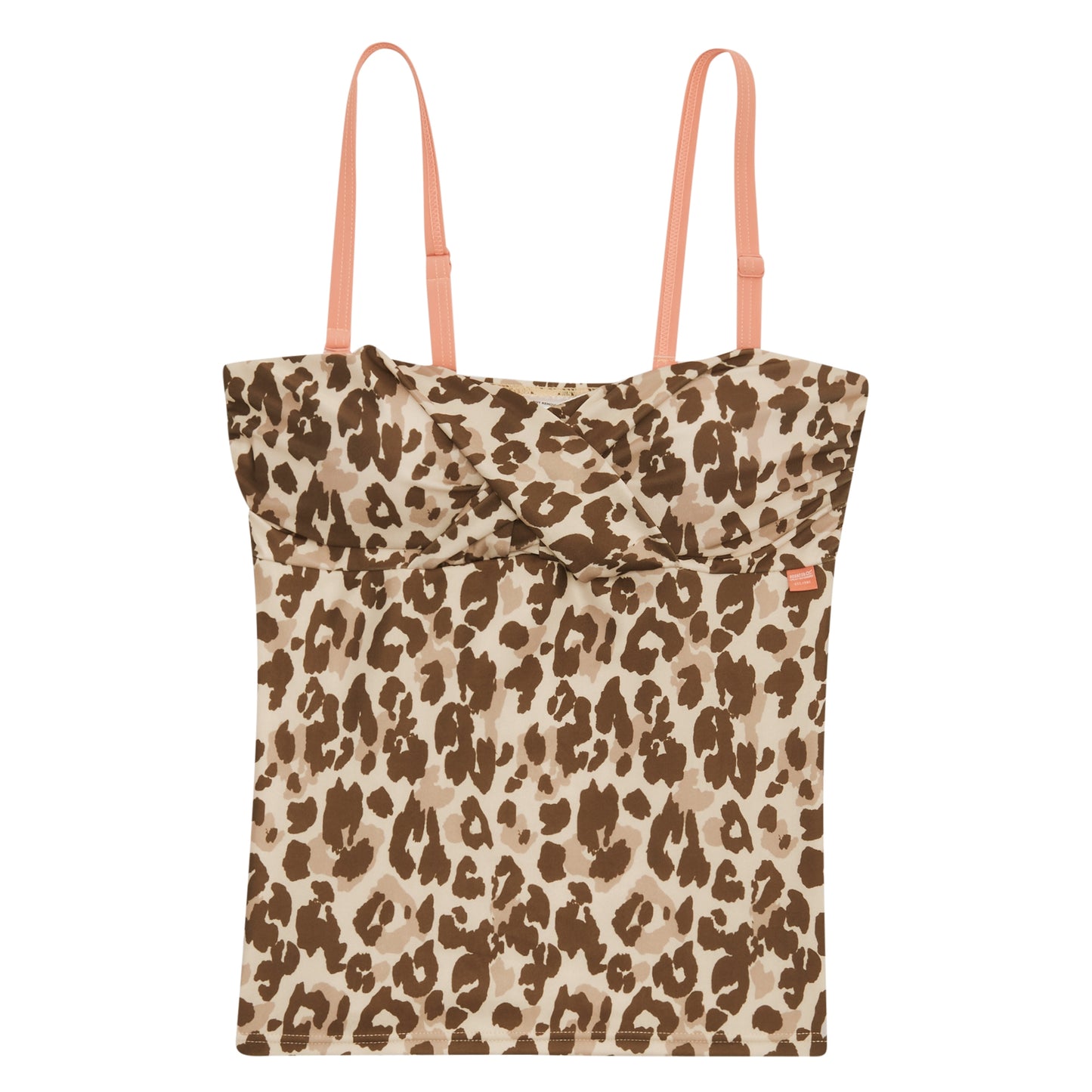 Brown-Beige - Front - Regatta Womens-Ladies Aceana III Leopard Print Tankini Top