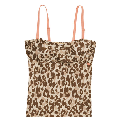 Brown-Beige - Front - Regatta Womens-Ladies Aceana III Leopard Print Tankini Top