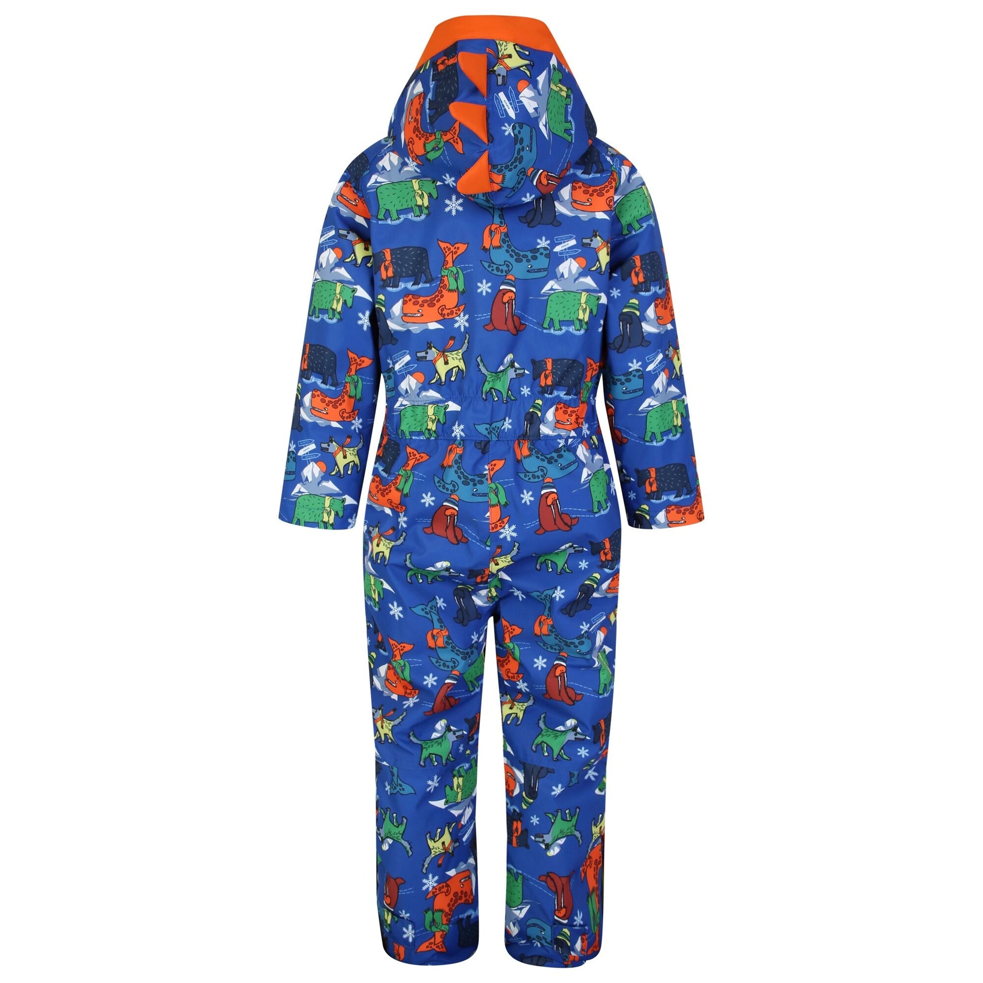 Blue - Back - Regatta Childrens-Kids Snowplay Arctic Animals Snowsuit
