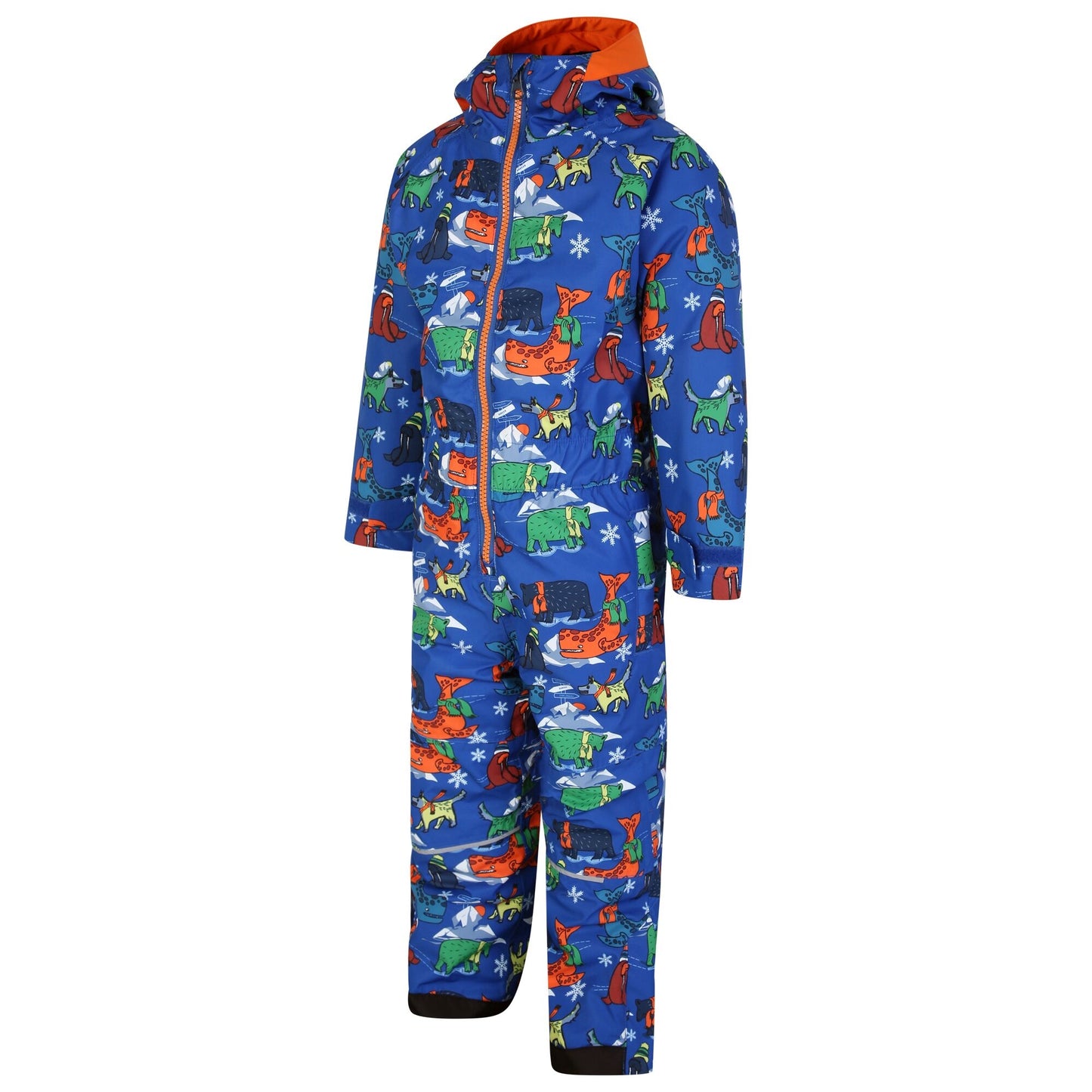 Blue - Side - Regatta Childrens-Kids Snowplay Arctic Animals Snowsuit