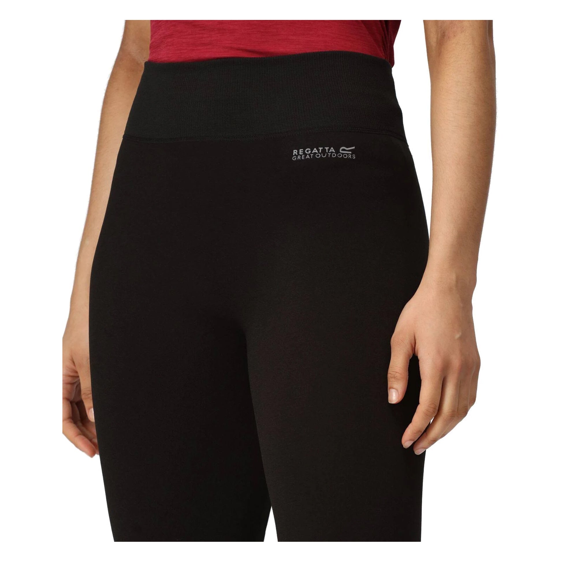 Black - Side - Regatta Womens-Ladies Stretch Thermal Leggings