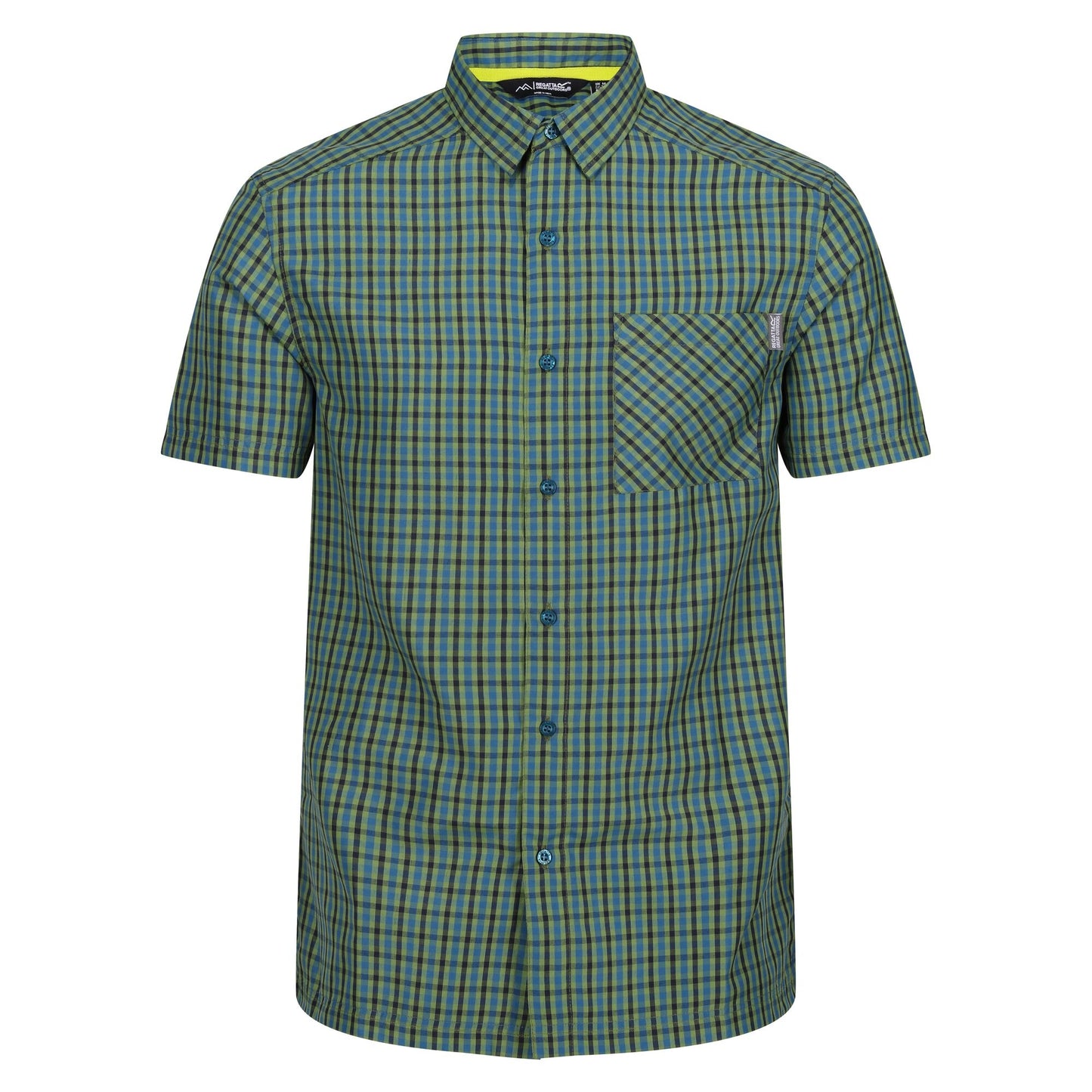 Piquant Green-Moroccan Blue - Front - Regatta Mens Kalambo VIII Checked Shirt