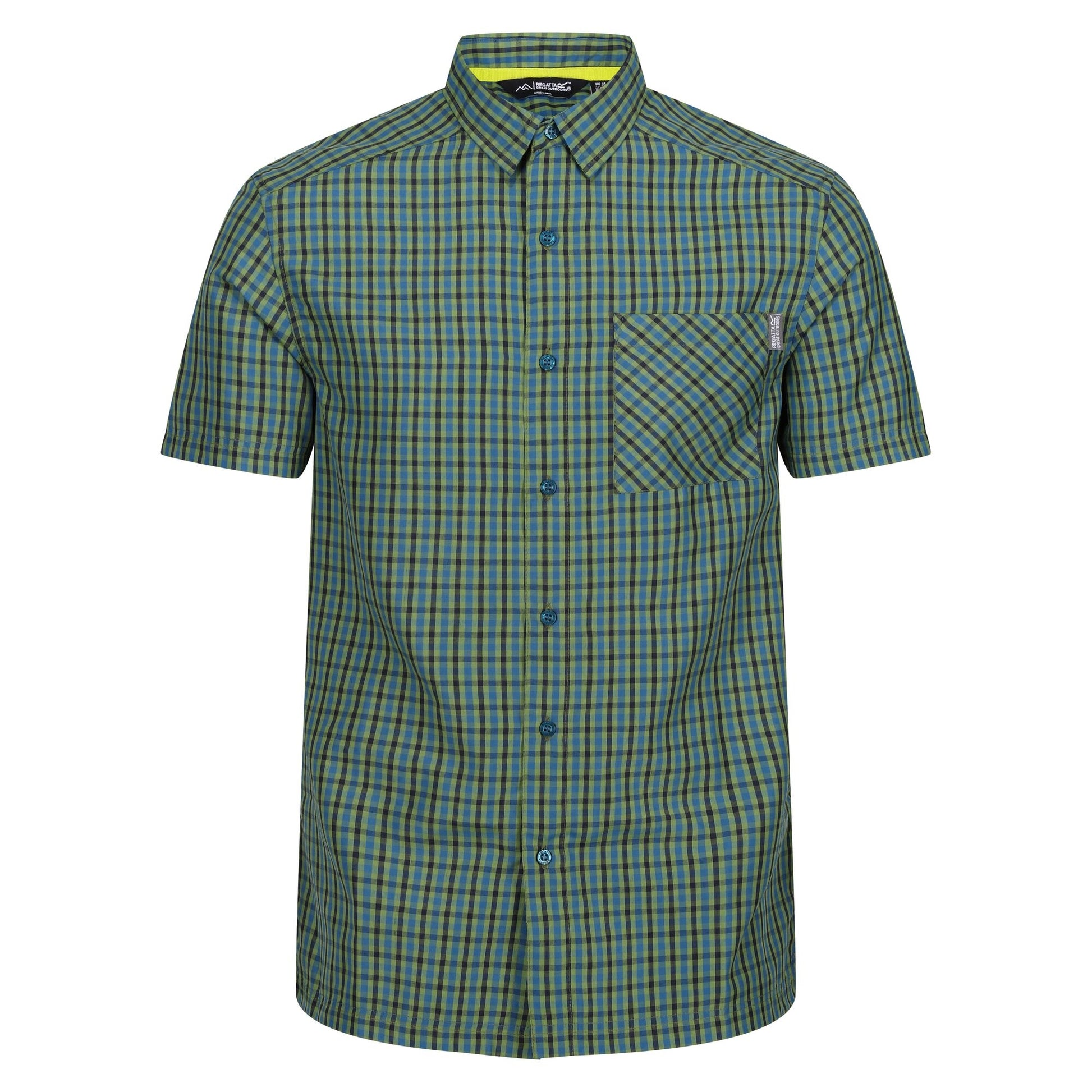 Piquant Green-Moroccan Blue - Front - Regatta Mens Kalambo VIII Checked Shirt