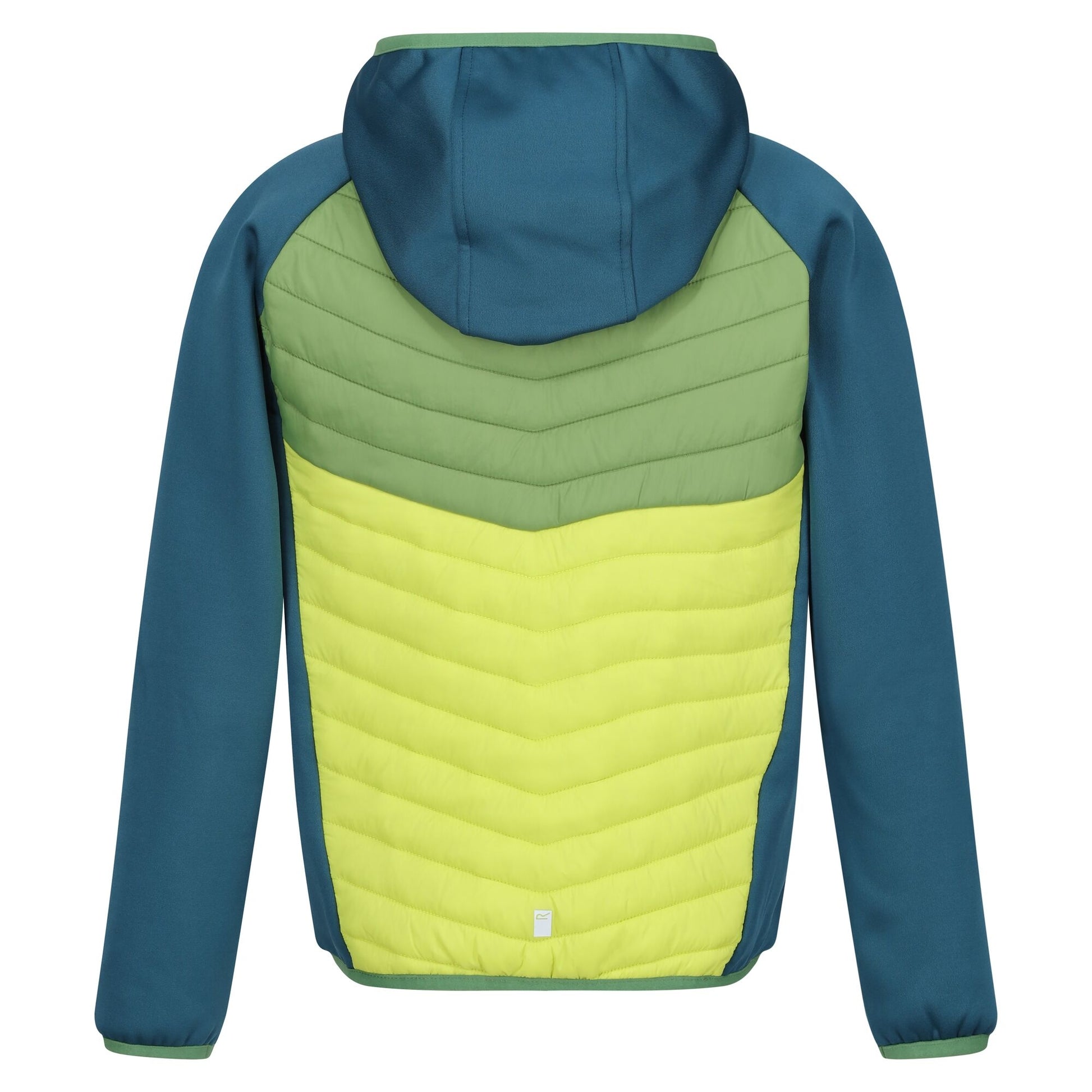 Moroccan Blue-Piquant Green-Citron Lime - Back - Regatta Childrens-Kids Kielder VIII Hybrid Jacket