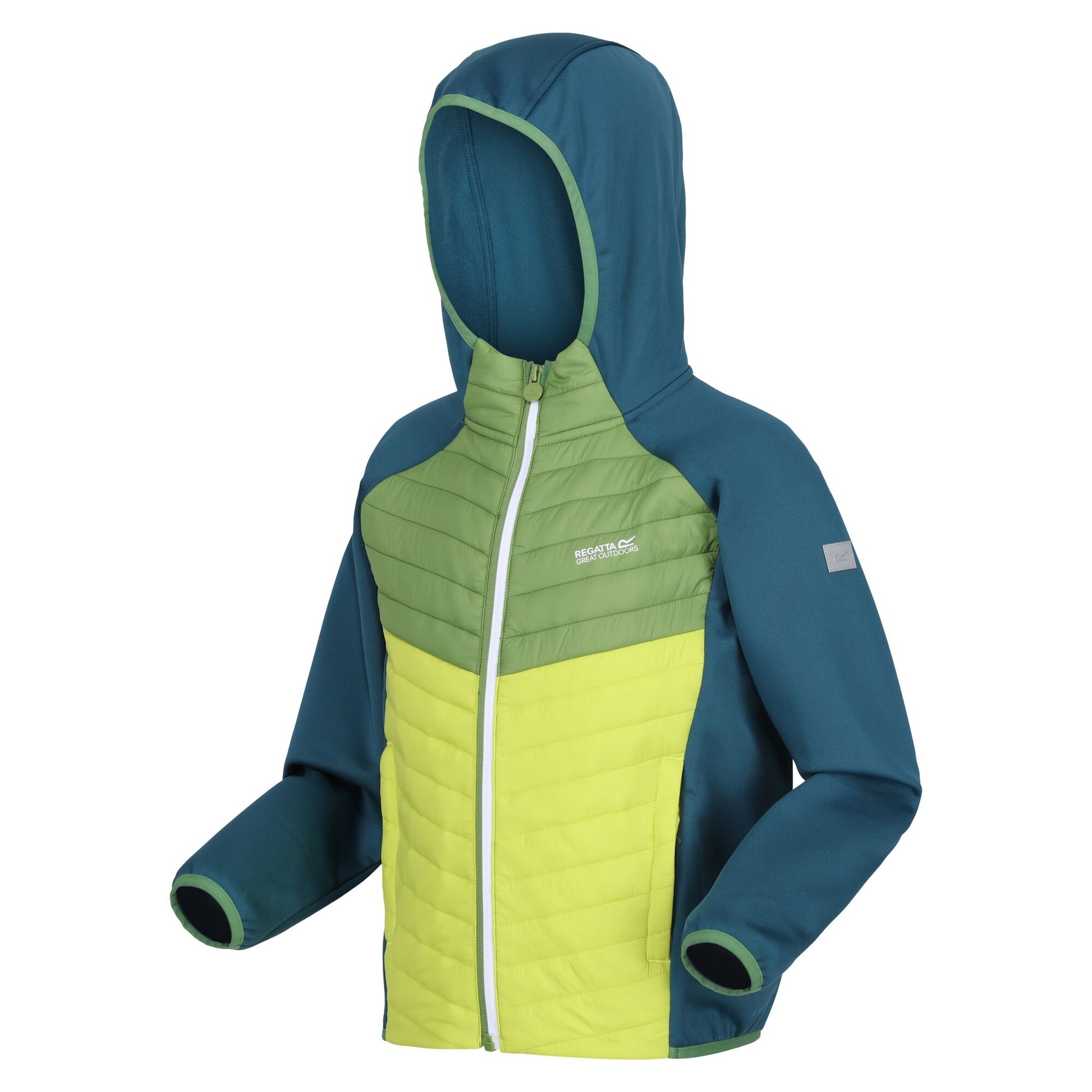Moroccan Blue-Piquant Green-Citron Lime - Side - Regatta Childrens-Kids Kielder VIII Hybrid Jacket