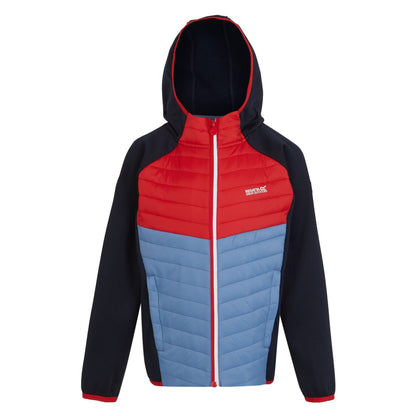 Navy-Danger Red-Coronet Blue - Front - Regatta Childrens-Kids Kielder VIII Hybrid Jacket