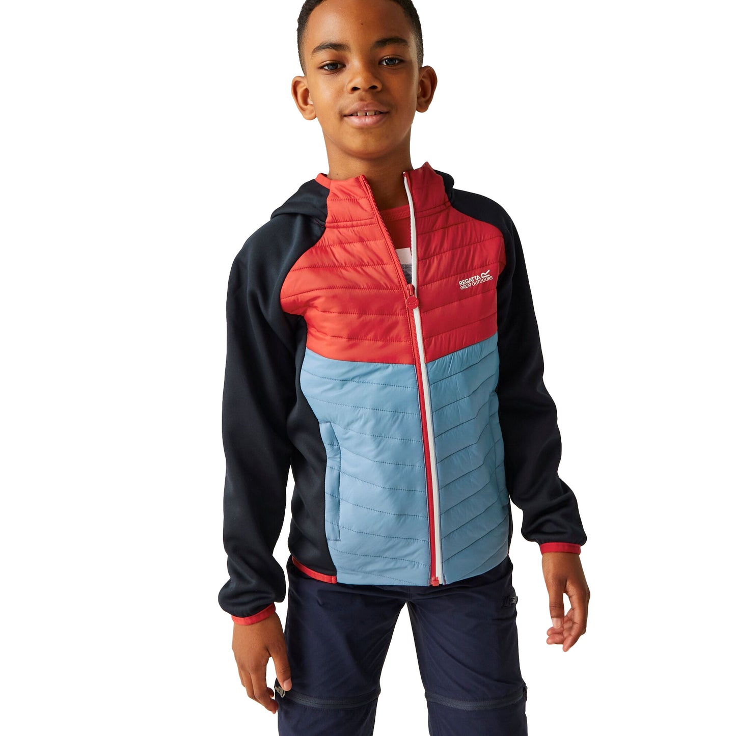 Navy-Danger Red-Coronet Blue - Lifestyle - Regatta Childrens-Kids Kielder VIII Hybrid Jacket